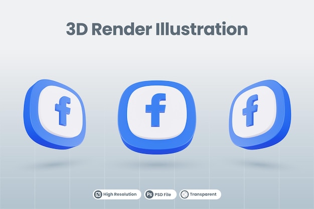 3d icon facebook social media logo isolated render