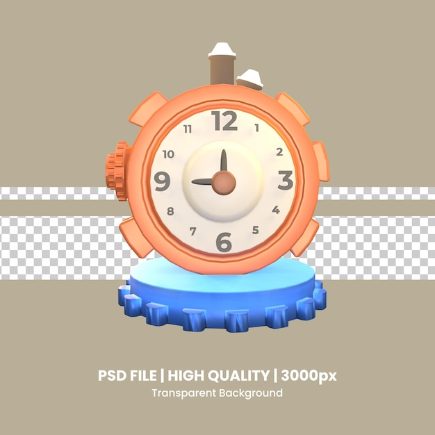 3D icon factory clock rendered isolated on the transparent background