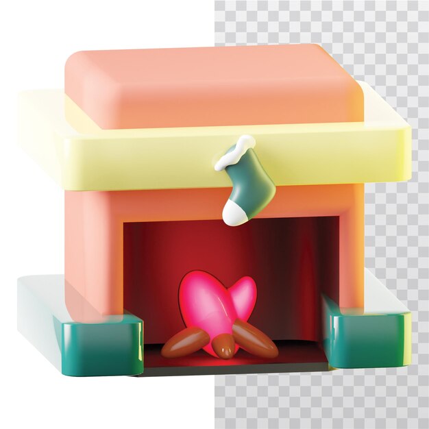 3D Icon Fireplace Illustration