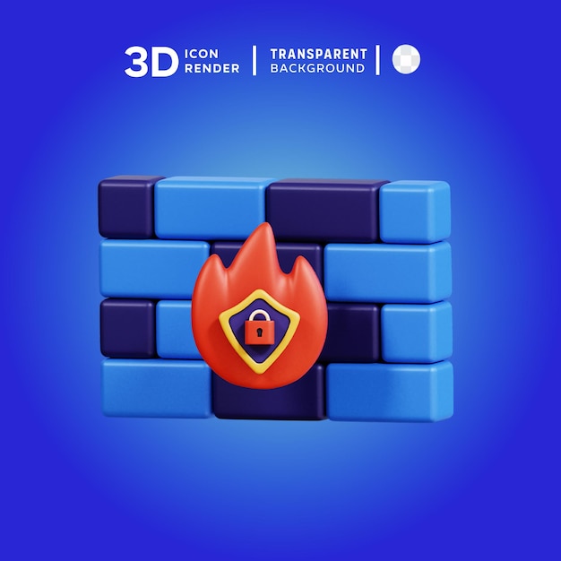 PSD 3d icon firewall illustration