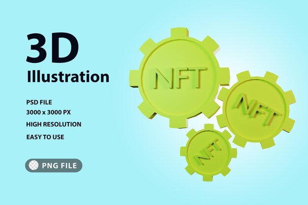 PSD 3d icon gears nft