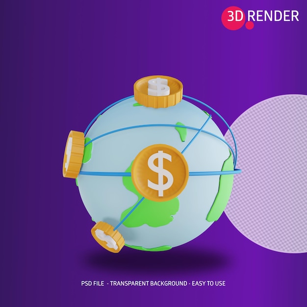 PSD 3d icon global money