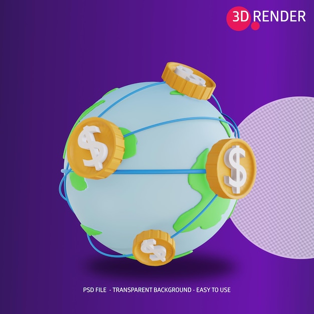 3d icon global money