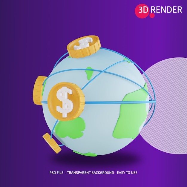 3d icon global money