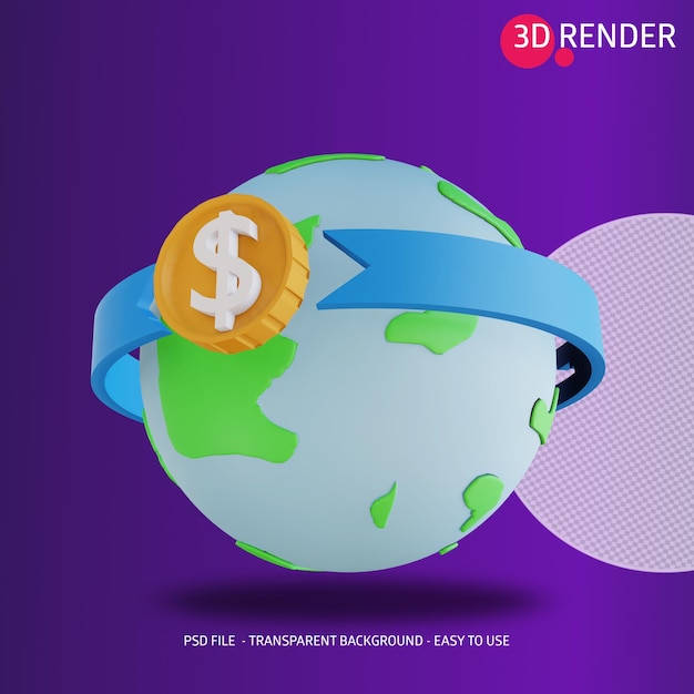 3d icon global money