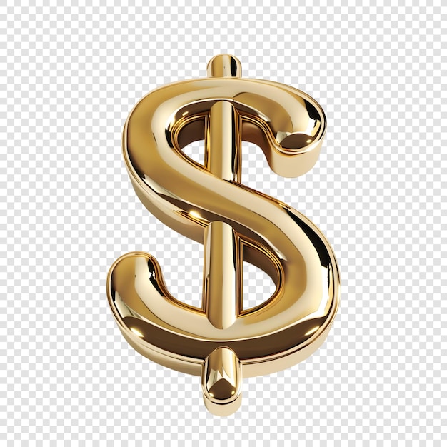 PSD 3d icon of a golden dollar sign isolated on transparent background