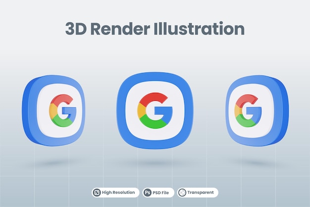 3d icon google social media logo isolated render