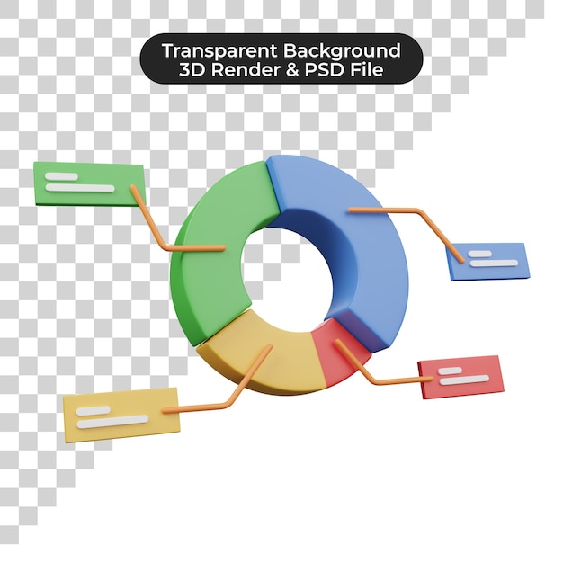 PSD 3d icon of graph and chart pie