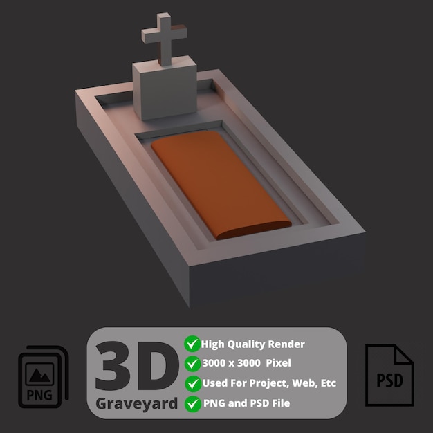 PSD 3d icon for graveyard or cemetery stuff