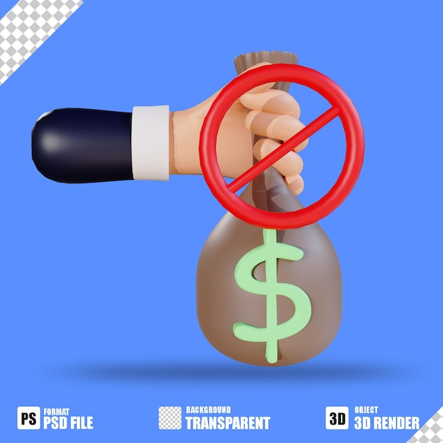 3D icon hand and money for anti corruption day 12