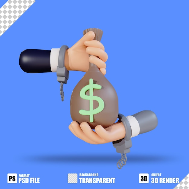 3D icon hand and money for anti corruption day 8