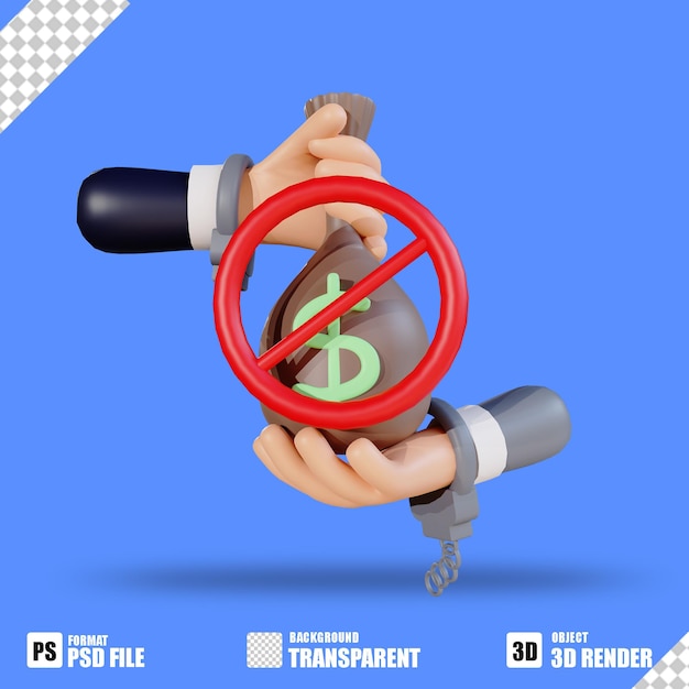 PSD 3d icon hand and money for anti corruption day 9