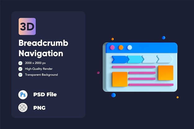 3D Icon Illustration Breadcrumb Navigation