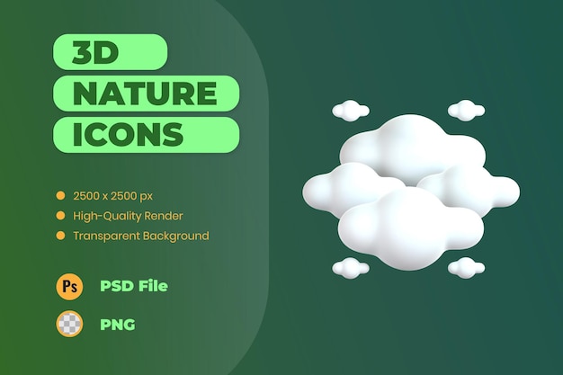 3D Icon Illustration Cloud Nature Rain