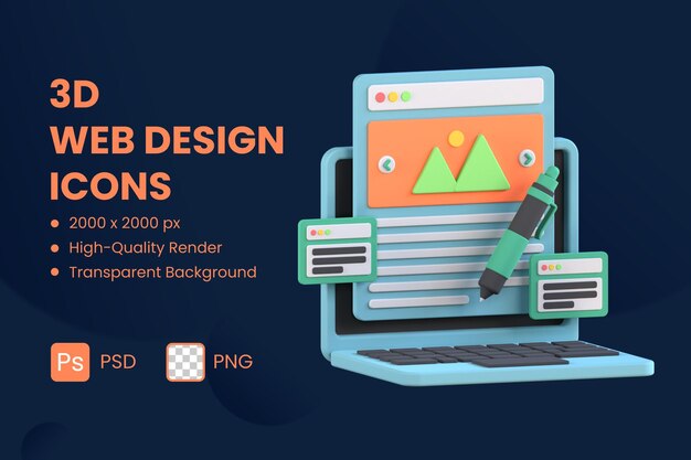 3D Icon Illustration Content Design