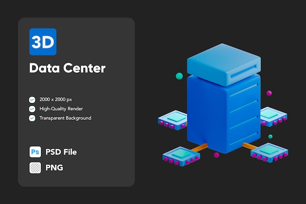 3D Icon Illustration Data Center Server Database