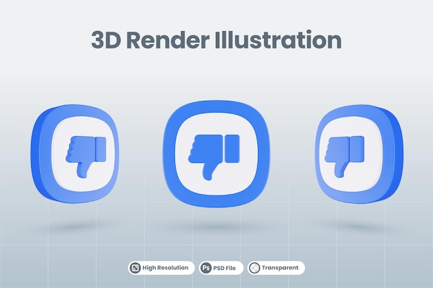 3d icon illustration dislike unfavorite isolated