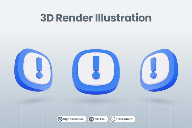 3d icon illustration exclamation mark isolated