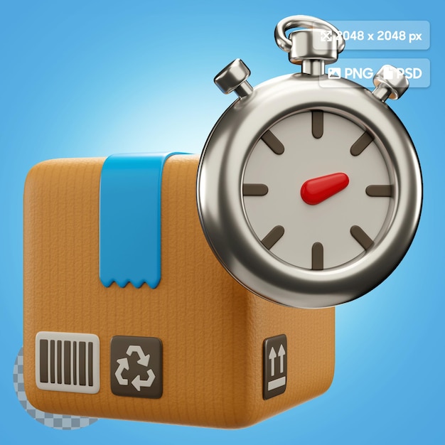 PSD 3d icon illustration of fast delivery