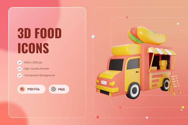 3D Icon Illustration Food Truck