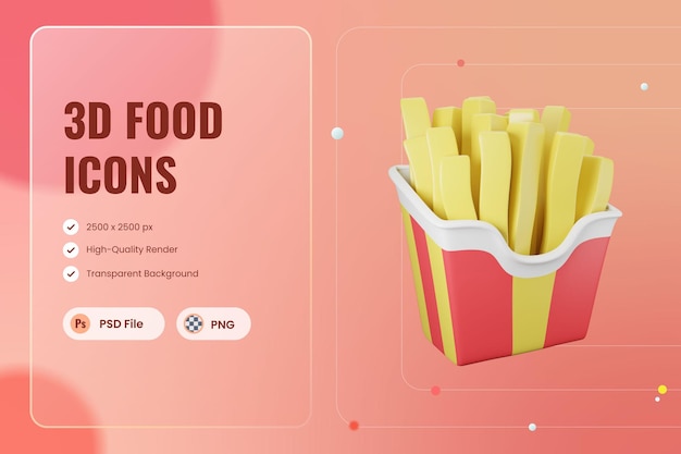 3D Icon Illustration French Fries