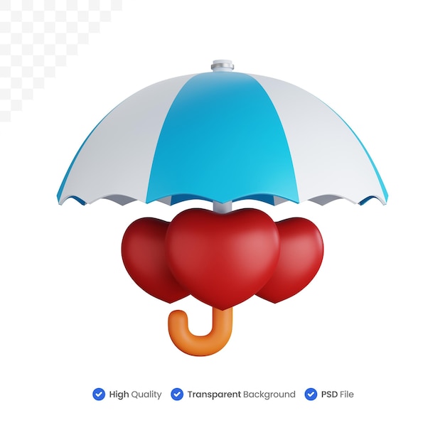 3D Icon Illustration Heart Protection Insurance