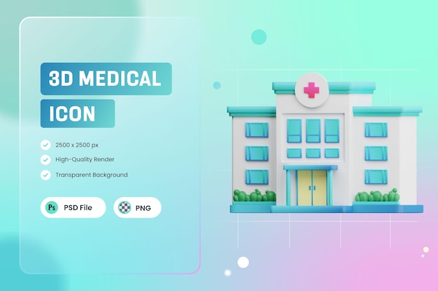 3D Icon Illustration Hospital Building