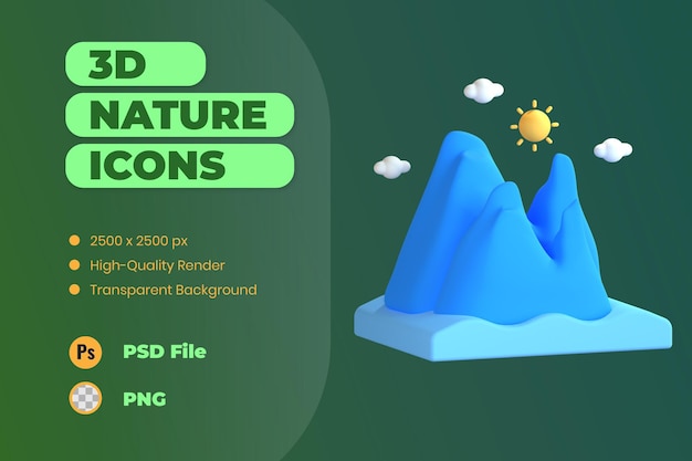 3D Icon Illustration Iceberg Mountain Nature Cols Winter