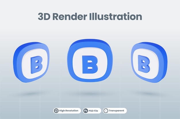 3d icon illustration letter alphabet B isolated