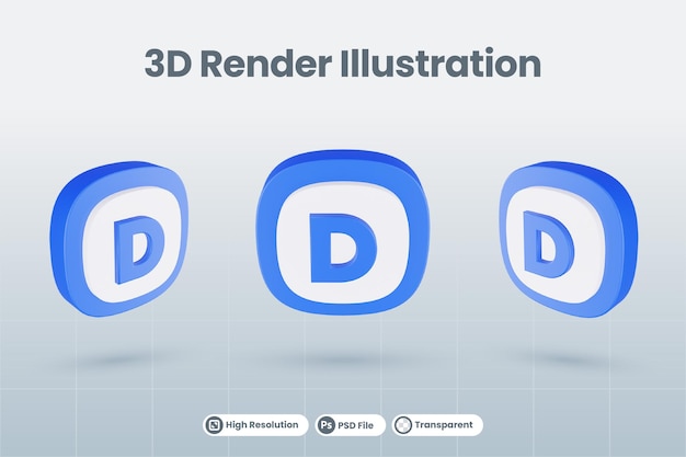 3d icon illustration letter alphabet D isolated