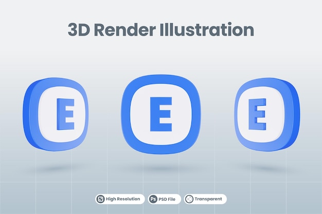 3d icon illustration letter alphabet E isolated