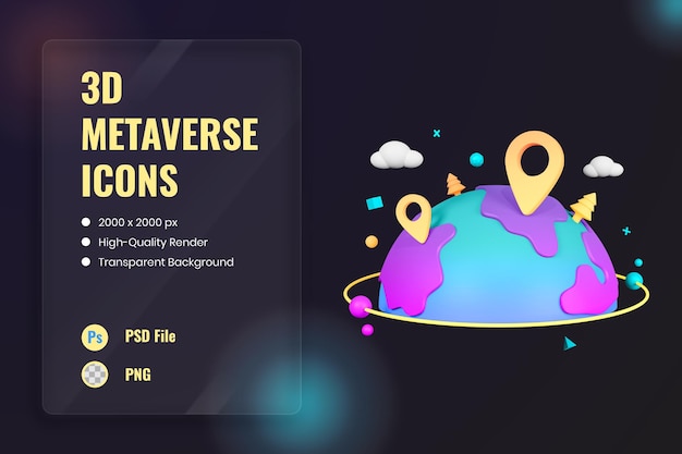 3D Icon Illustration Location Map Pin Globe