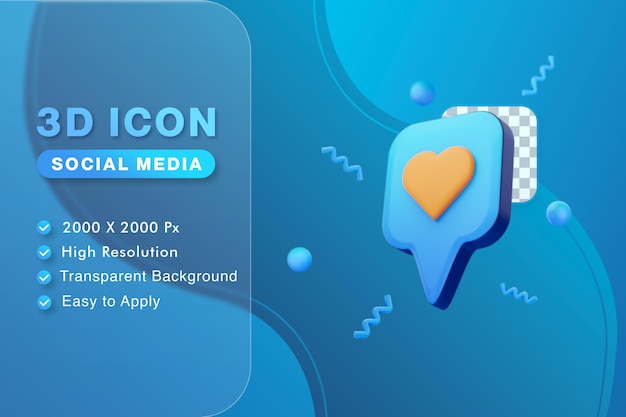 3D Icon Illustration love button good for Ui design or social media feed