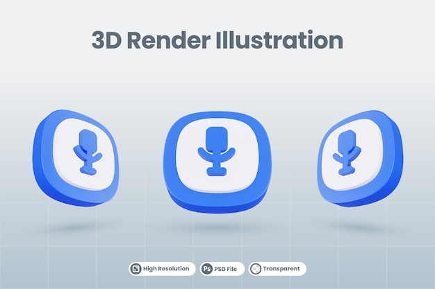 3d icon illustration microphone audio sound isolated