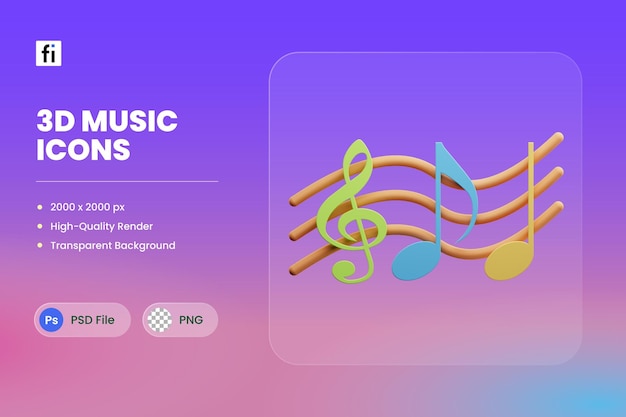 3D Icon Illustration Music Notes