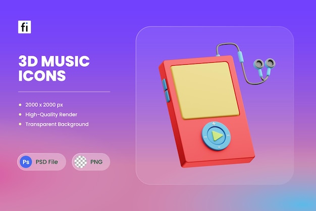 3D Icon Illustration Music Player