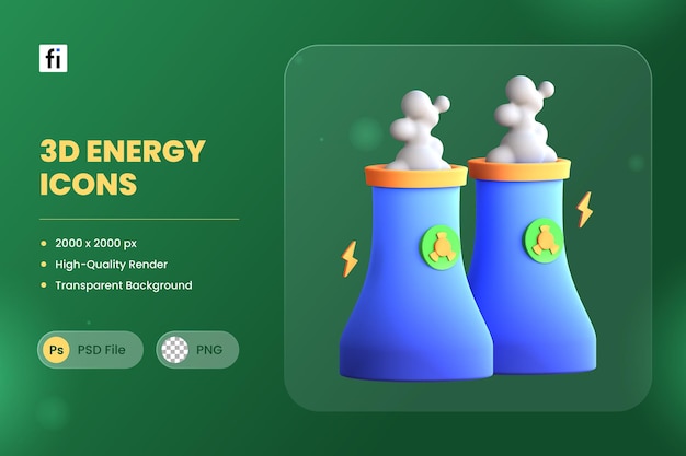 3d icon illustration nuclear plant