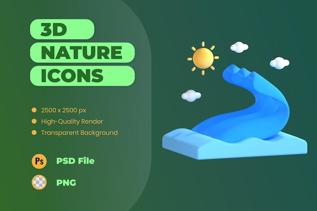 3D Icon Illustration Ocean River