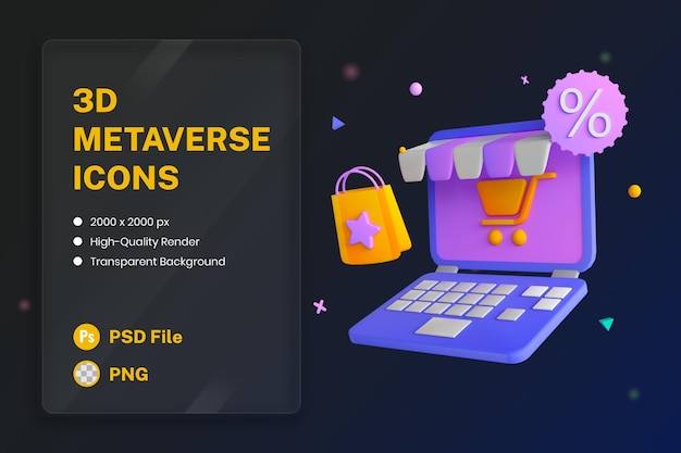 3D Icon Illustration Online Shopping Ecommerce Virtual Reality Shop