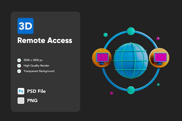 3D Icon Illustration Remote Access Network
