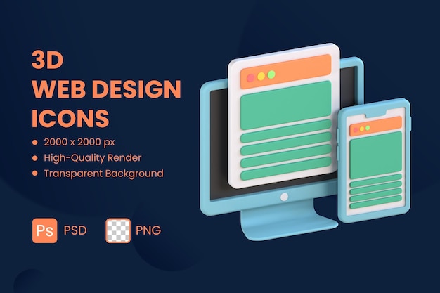 3D Icon Illustration Responsive Design