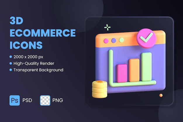 3D Icon Illustration Sales Analytics