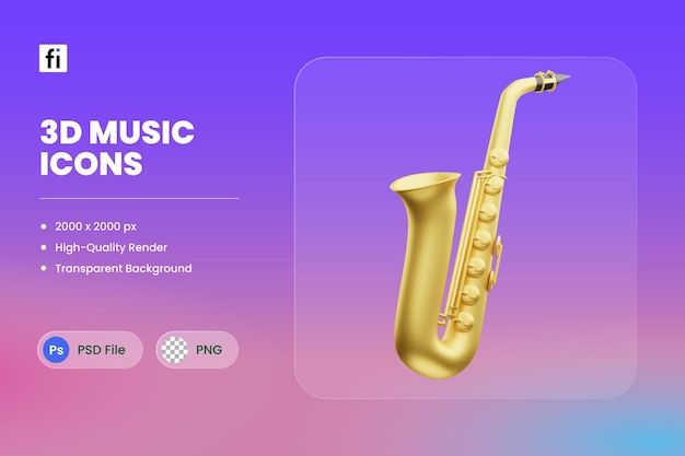 3D Icon Illustration Saxophone Music