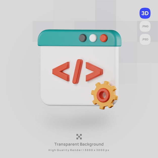 3D icon illustration search engine optimization render programing with transparent background