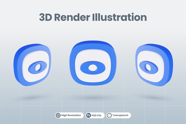 3d icon illustration seen unhide isolated