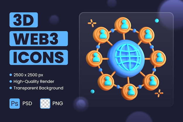 3d icon illustration social network media connection browser