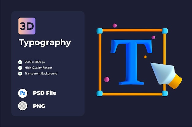 3D Icon Illustration Typography