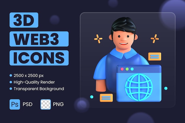 3d icon illustration user profile avatar