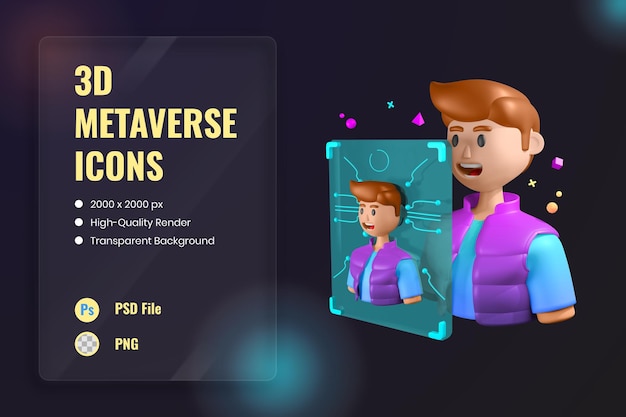 3D Icon Illustration User Profile Virtual Reality