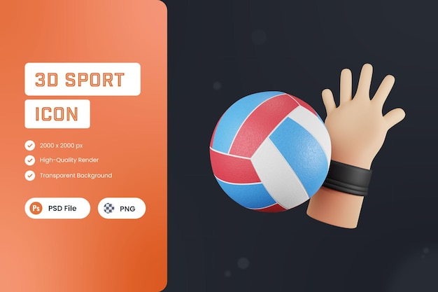 3D Icon Illustration Volleyball Sports